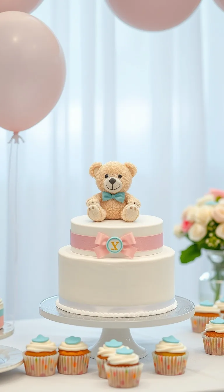 Baptism invitation Teddy Cake