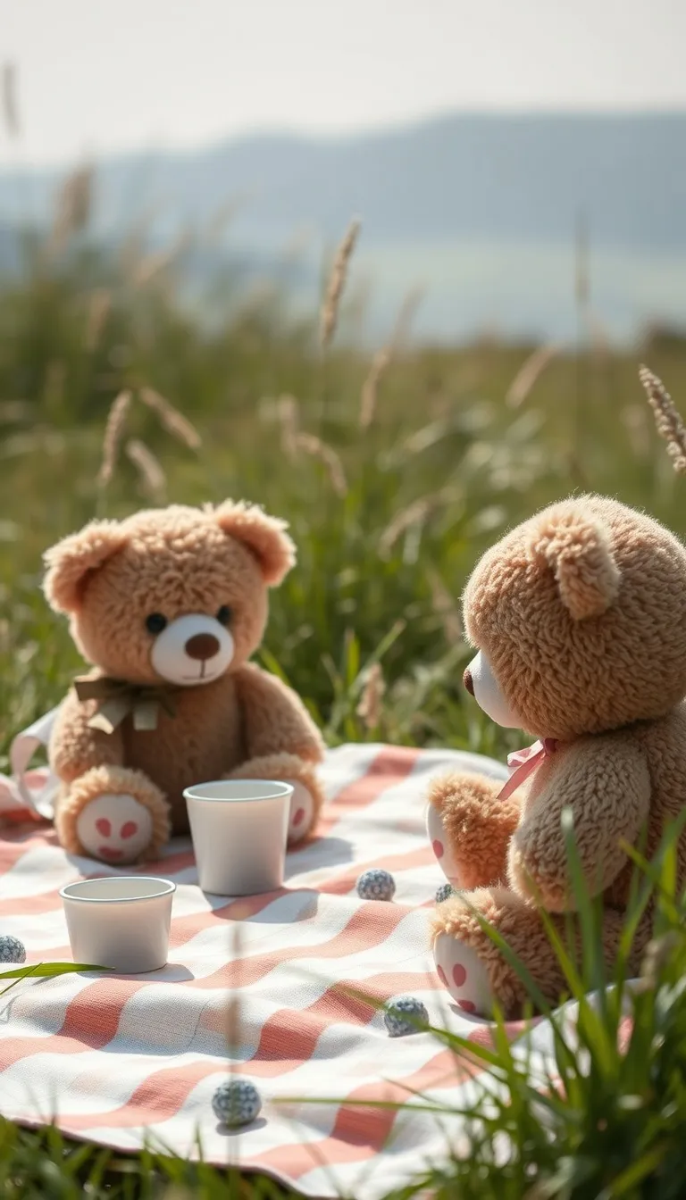 Baptism invitation Teddy Picnic